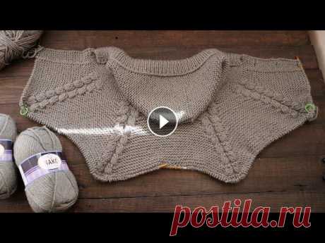 Пальто реглан от капюшона спицами Raglan coat knitting pattern Размер: 8-10 лет (как вязать на другие размеры смотрите на видео) Ширина регланной лини...