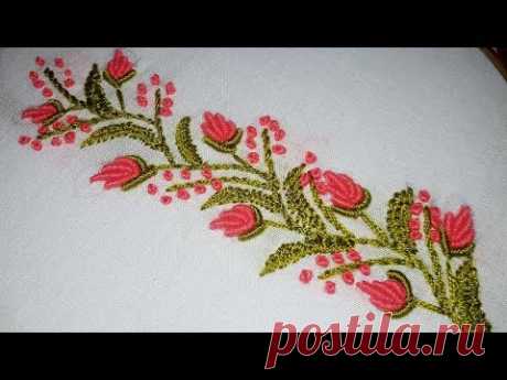 Hand embroidery designs. border line tutorial for beginners.by nakshi katha