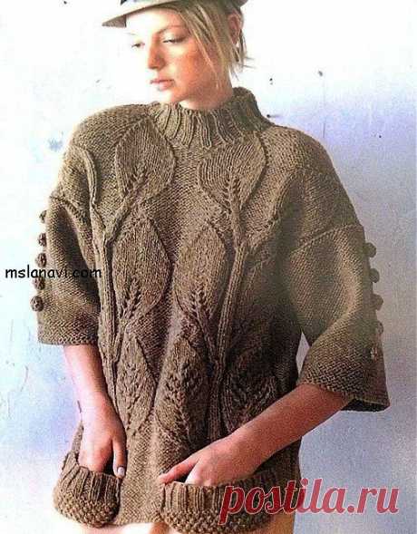 Женские пуловеры с листьями | Вяжем с Ланой