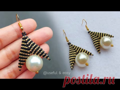 BEADED TRANGLE EARRINGS//EARRINGS MAKING AT HOME// Useful & Easy