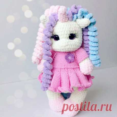 PDF Единорожка &quot;Зефирка&quot; крючком. FREE crochet pattern; Аmigurumi animal patterns. Амигуруми схемы и описания на русском. Вязаные игрушки и поделки своими руками #amimore - плюшевый единорог, большая единорожка из плюшевой пряжи.