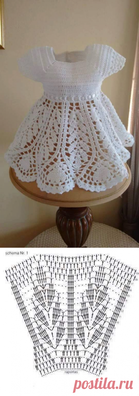 Very elegant this dress in crochet yarn. with measures for each age. look - Yarns Patterns in Crochet