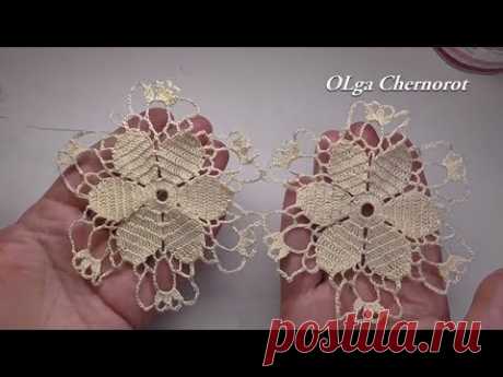 Crochet flower tutorial for  doily  EASY. Мотив с цветком для салфетки