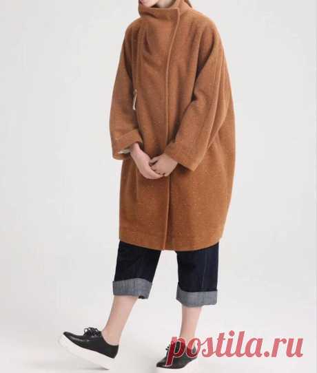 Winter Wool Coat Oversized coat Womens midi coat Dark brown | Etsy
