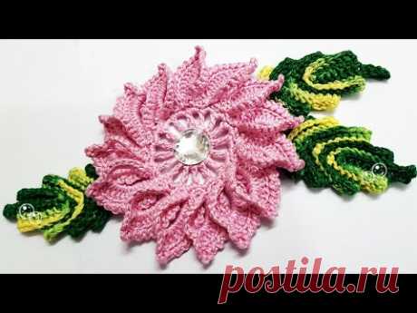 Crochet Russian Flower 64#( English subtitle is available ) - كروشية زهرة روسية #-64