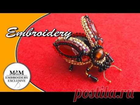 Hand Embroidery| Brooch Fly| Beetly | Вышивка  Брошь: Муха / Жук