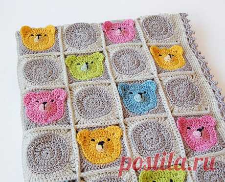 Dada's place: Teddy Bear Granny Square Baby Blanket
