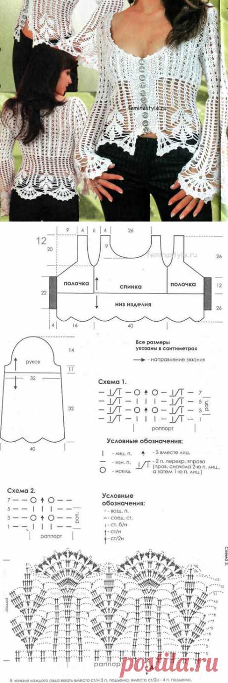 Летняя кофточка спицами и крючком