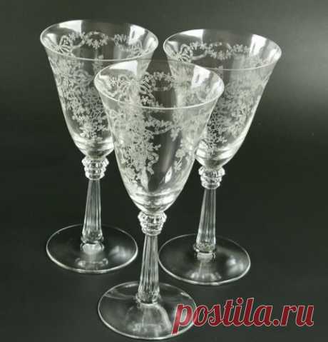 Vintage Romance by Fostoria -Water/ Wine Goblets - Set of 3 | eBay