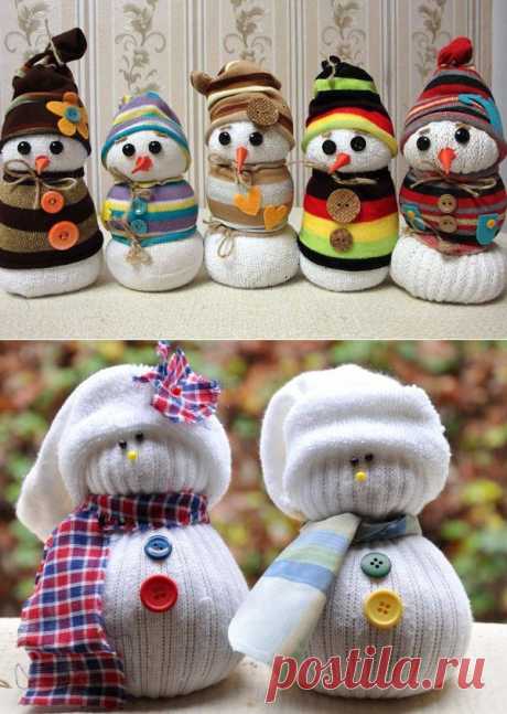 Снеговик из носка — мягкая игрушка к Новому году / Я - суперпупер