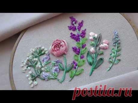Wildflowers Ribbon embroidery Cute bouquet of flowers