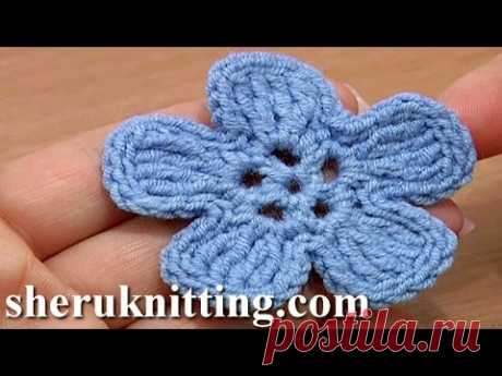 Crochet 5-Petal Flat Flower of Complex Stitches Tutorial 49 Part 1 of 2 Häkelblume - YouTube