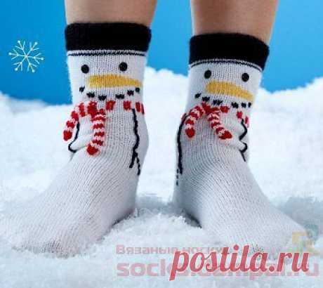 Вязаные носки «Snowman»