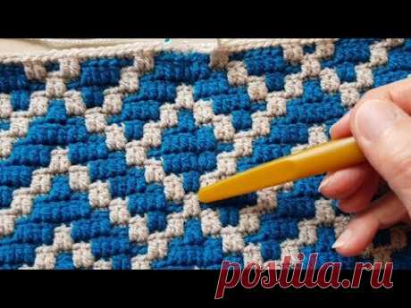 Invisible join for mosaic crochet cushion