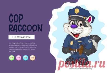 Cartoon Raccoon Cop. T-Shirt, PNG, SVG.
An illustration of a brave police raccoon, with handcuffs on his belt and a pistol in his hood. Unique design, Childish illustration. Use the product to print on clothing, accessories, holiday decorations, labels and stickers, nursery decorations, invitation cards, scrapbooking, diaries and more.
-------------------------------------------
EPS_10, SVG, JPG, PNG file transparent with a resolution of 300 dpi, 15000 X 15000.