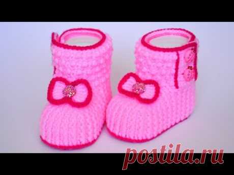 Пинетки крючком для принцессы. Crochet booties for girl - YouTube