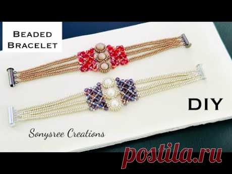 Anthea Bracelet || Herringbone Beaded Bracelet || How to make Beaded jewelry