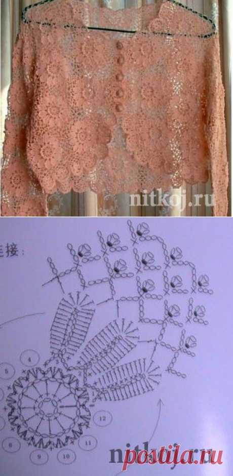 Жакет крючком из мотивов » Ниткой - вязаные вещи для вашего дома, вязание крючком, вязание спицами, схемы вязания