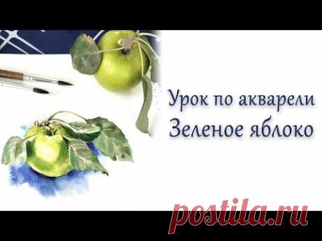 Мастер-класс #107 &quot;Зелёное яблоко акварелью&quot;