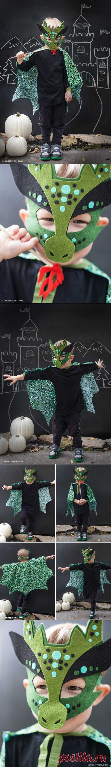 Homemade Halloween Costume - No sew dragon mask