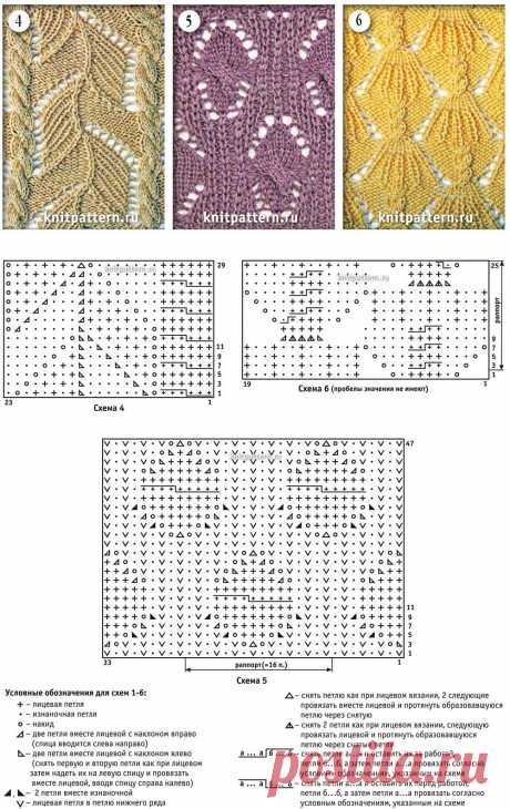 Мотивы и схемы для вязания спицами.