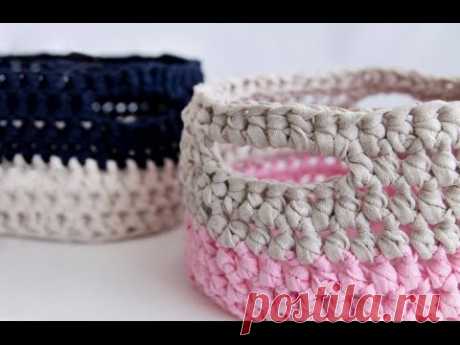 КАК СВЯЗАТЬ КОРЗИНУ КРЮЧКОМ.How to crochet basket .