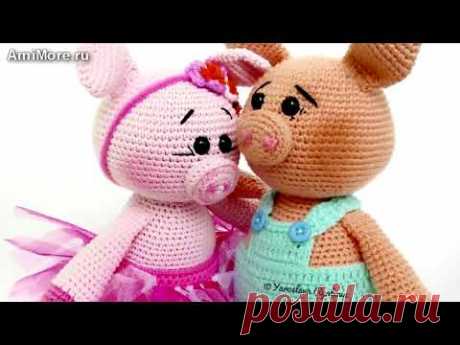 Амигуруми: схема Сладкой парочки свинок. Игрушки вязаные крючком - Free crochet patterns.