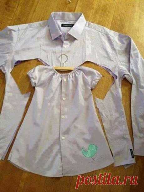 Платье для малышки из папиной рубашки - полезные советы