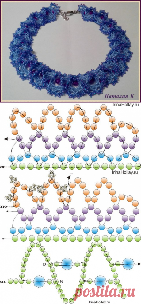 Ажурное колье из бисера &quot;Огалала&quot;