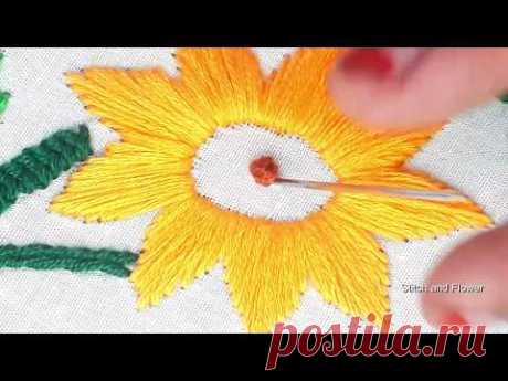 Hand embroidery | Beautiful 3D sunflower embroidery design