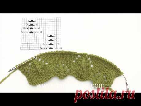How to knit a lace pattern with little trees (Tutorial Video)