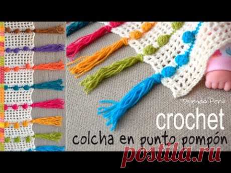 Colcha tejida en punto pompón a crochet - Tejiendo Perú