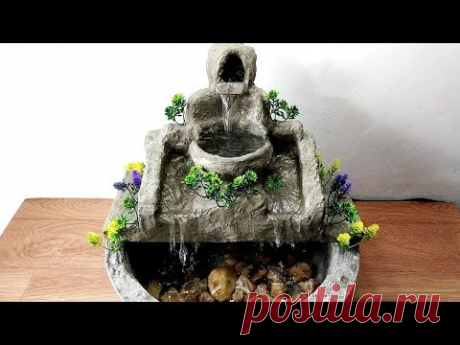 How to make beautiful cement waterfall fountain water fountain