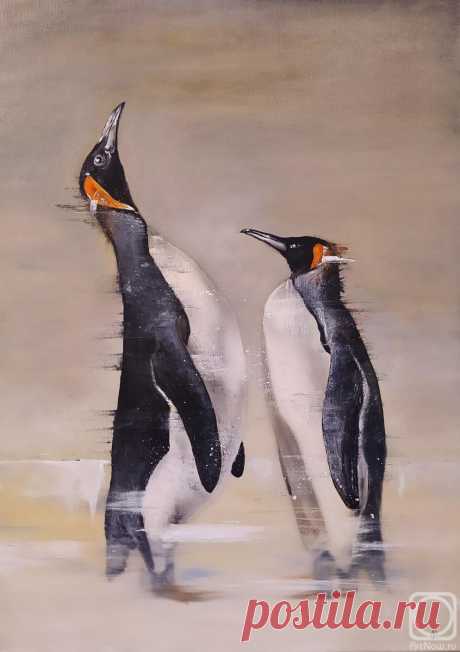 «Королевские пингвины» картина Литвинова Андрея маслом на холсте — купить на ArtNow.ru