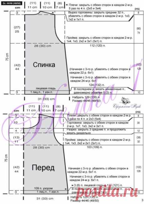 выкройка расклешенного пуловера.