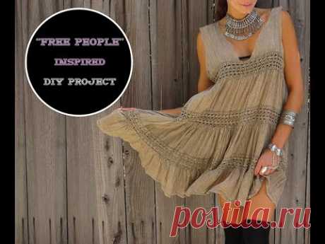 DIY video FREE PEOPLE Inspired Babydoll Dress-2 easy steps