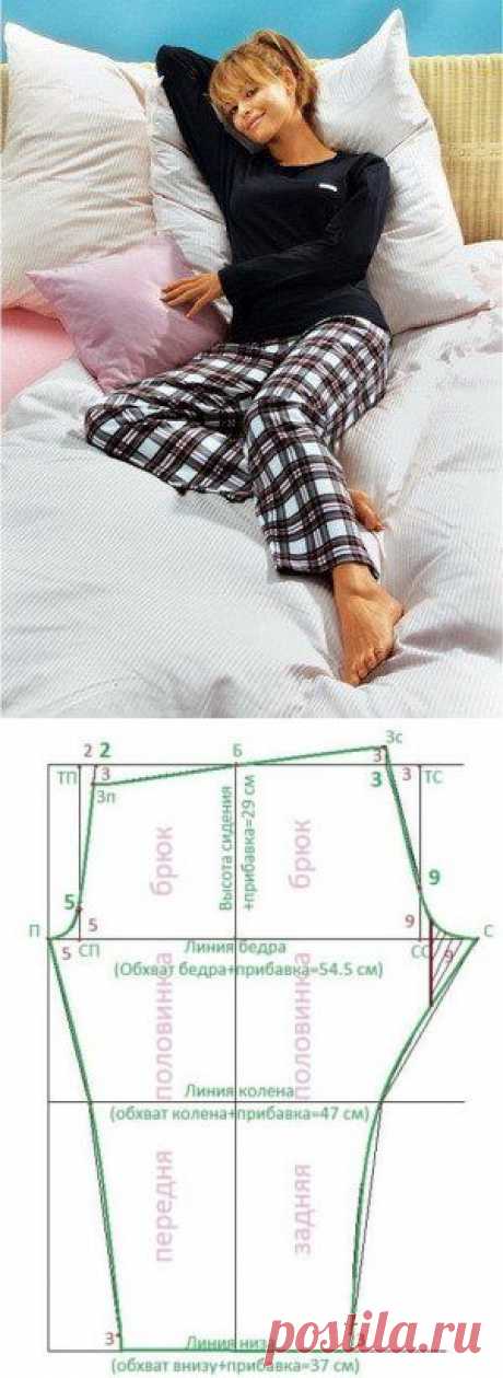 Универсальная выкройка штанов для сна
