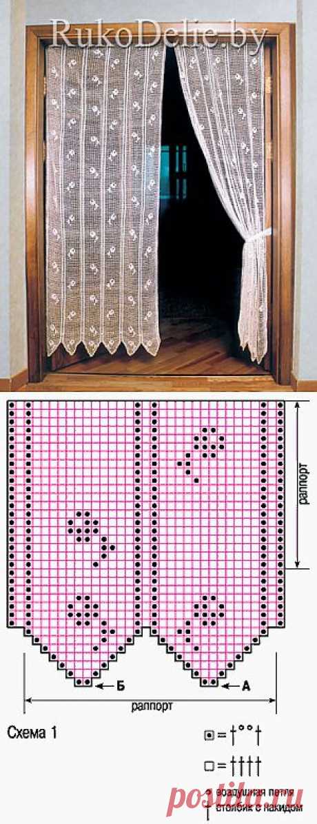 Комплект занавесок, выполненный филейной вязкой :: Занавески и шторы :: Вязание крючком :: RukoDelie.by