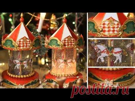 DIY Рождественская карусель | Снежный шар из банки своими руками | DIY Chrismas carousel