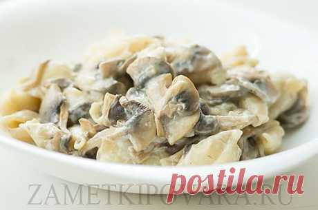 Макароны в сметанно-грибном соусе | Простые кулинарные рецепты с фотографиями