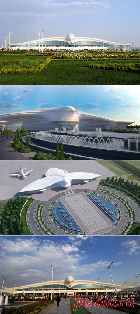 Уникальный аэропорт в Ашхабаде в форме сокола (4 фото)