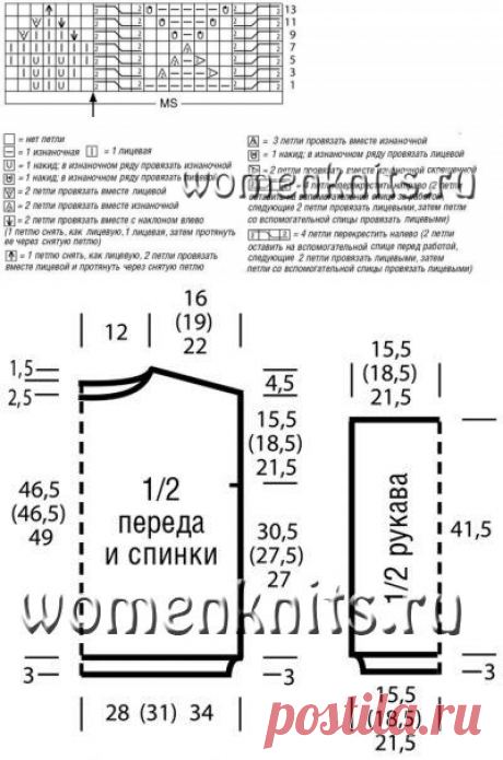 Свободный джемпер спицами с ажурным узором