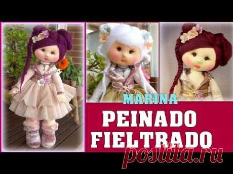 MUÑECA MARINA, PEINADO FIELTRADO super facil  video - 456