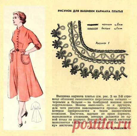 Рисунок  для вышивки кармана платья