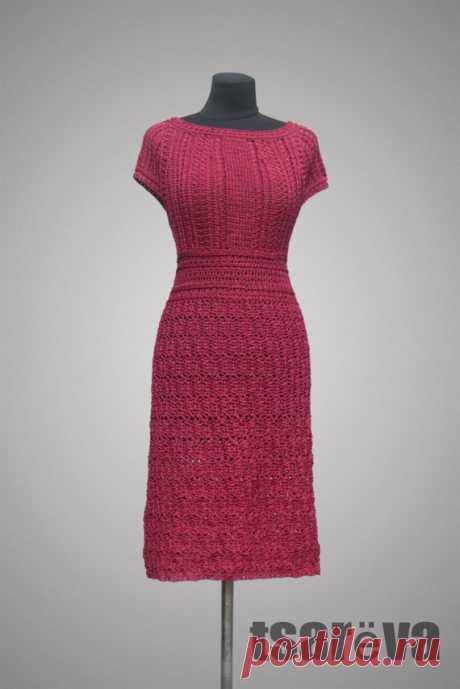 Crochet dress Visionary. Cherry red viscose women handmade | Etsy