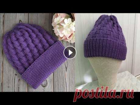 ШАПКА СПИЦАМИ С ОЧЕНЬ ИНТЕРЕСНЫМ УЗОРОМ, КОТОРЫЙ ИМИТИРУЕТ КОСЫ ! KNITTEDHAT Пряжа мериносовая шерсть в 50 гр 87 метров, 2.5 мотка. Размер 55-56. Если вам нужен размер больше либо меньше, просто добавьте или отнимите один раппо...