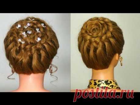 Прическа  с плетением "Корзинка". Circle braid. Braided hairstyle for every day.