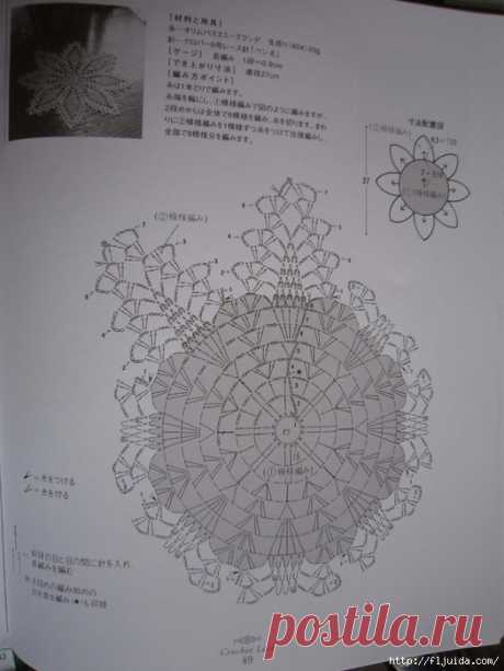салфетки крючком / схемы из японского журнала./