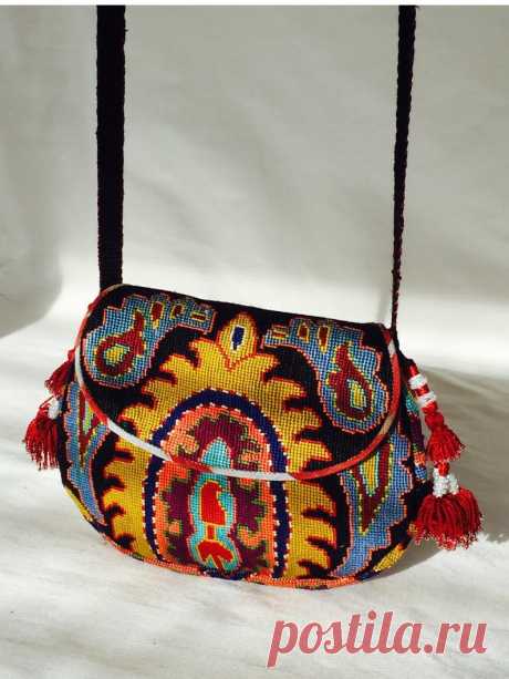Embroidered Crossbody Purse Handbag Small Tribal Silk Petit | Etsy