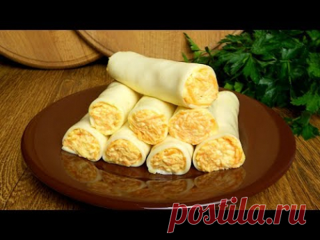 С такой закуской невозможно ошибиться! Сырные рулетики с начинкой